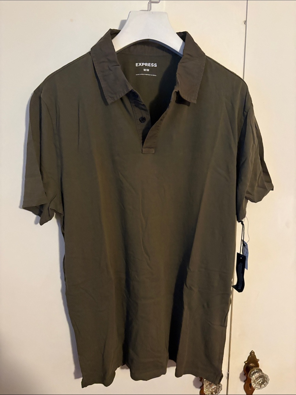 Express Men's Olive Polo in Deep Olive Green